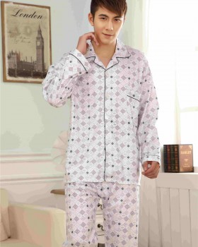 Cotton pajamas knitted cardigan 2pcs set for men