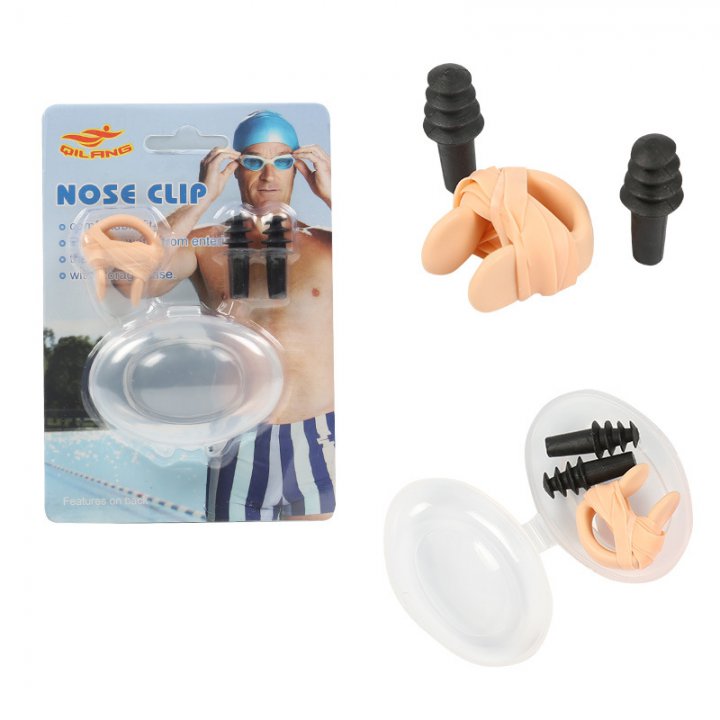 Waterproof silicone earplug steel antiskid nose clip