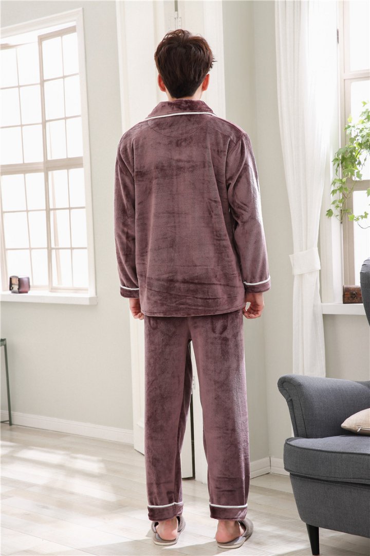 Coral velvet long sleeve pajamas 2pcs set