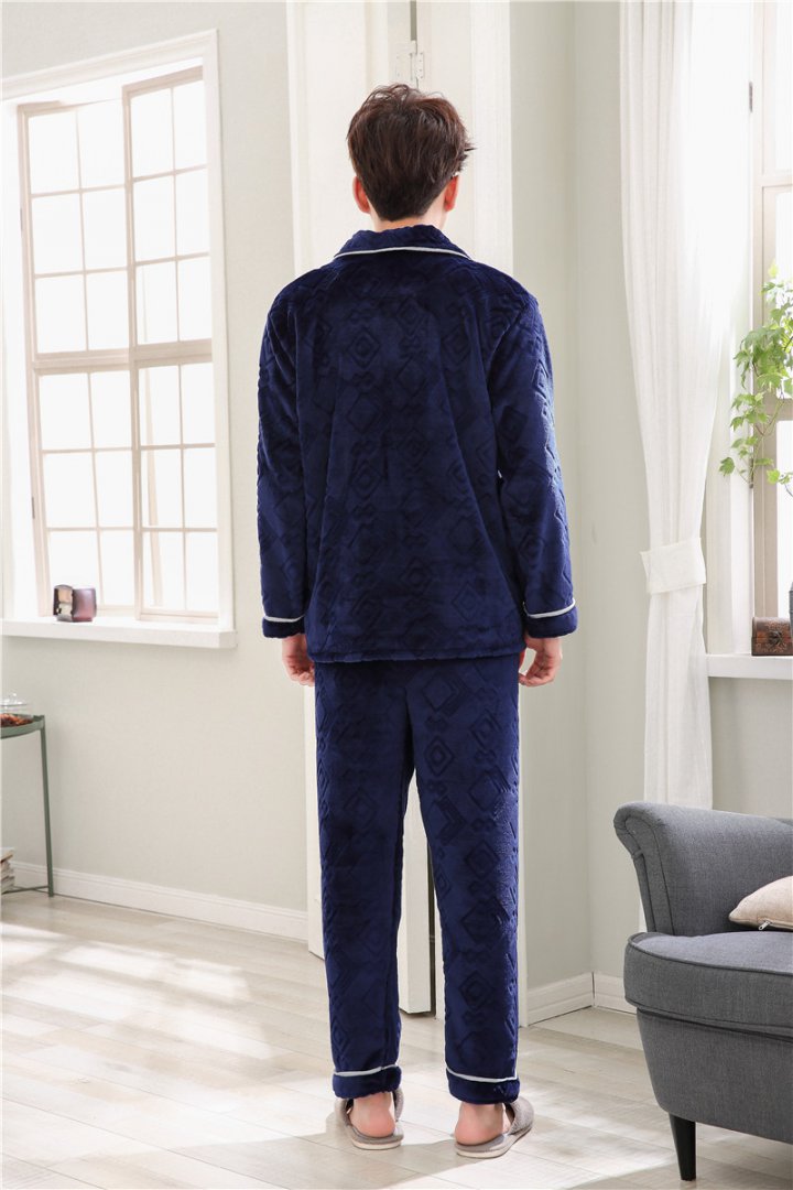 Coral velvet long sleeve pajamas 2pcs set
