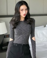 Navel autumn and winter tops long sleeve T-shirt for women