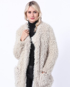 Casual slim thermal coat lamb fur faux fur jacket