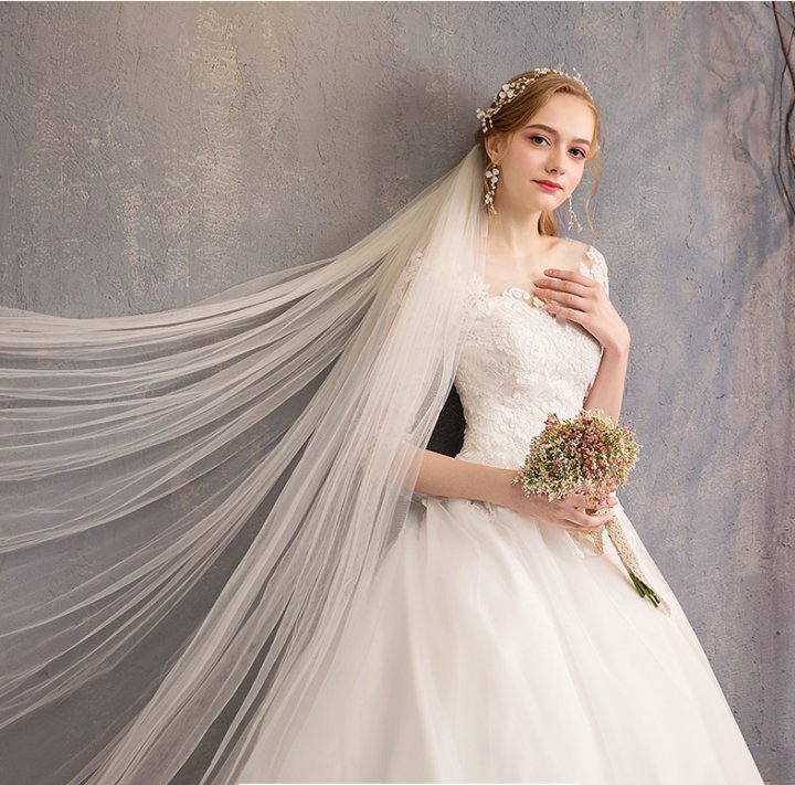 Trailing dream formal dress long sleeve bride wedding dress