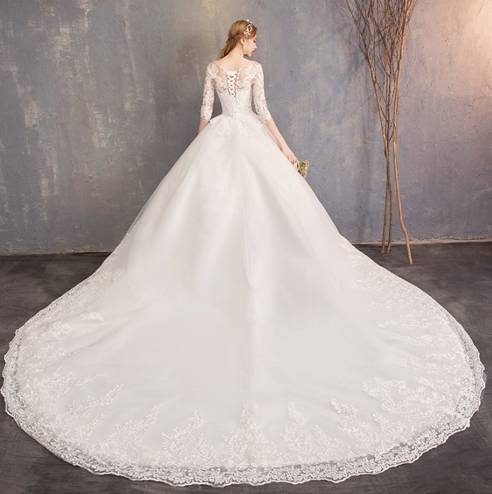 Trailing dream formal dress long sleeve bride wedding dress
