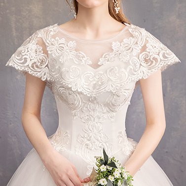 Slim fashion wedding dress bride round neck formal dress