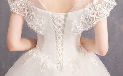Slim fashion wedding dress bride round neck formal dress
