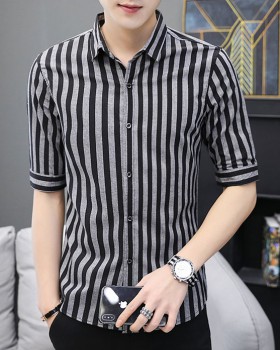 Korean style Casual slim shirt stripe black tops