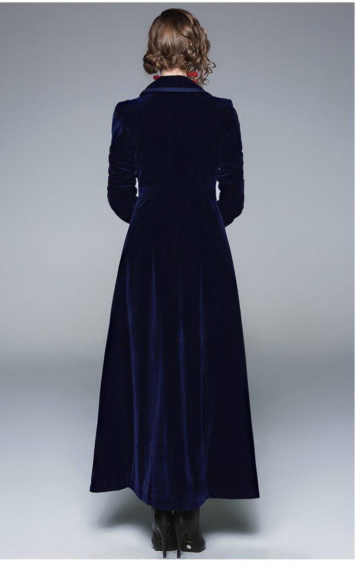 blue velvet coat dress