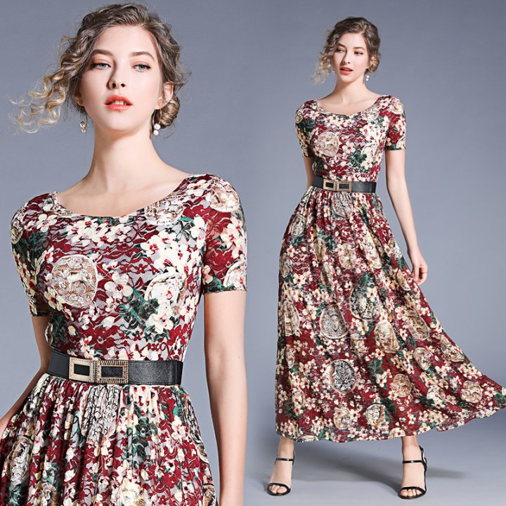 Lace long dress European style dress for women YW51019 - Yaaku.com