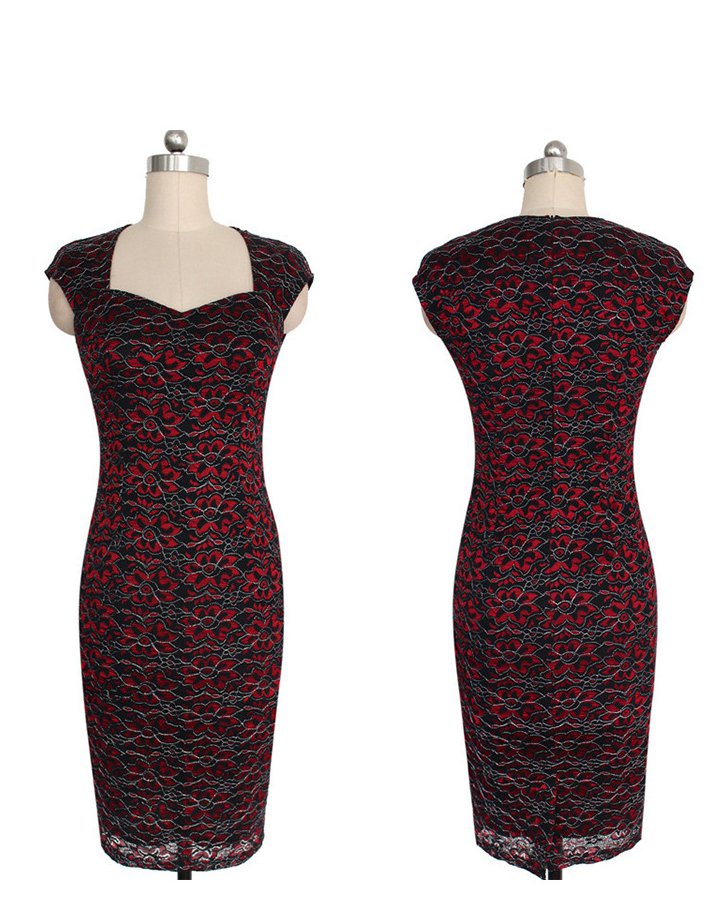 European style slim printing autumn dress for women