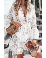 Lace V-neck European style long sleeve sexy dress for women