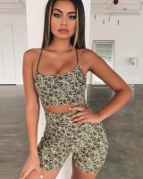 Casual bottoming European style printing halter jumpsuit for women