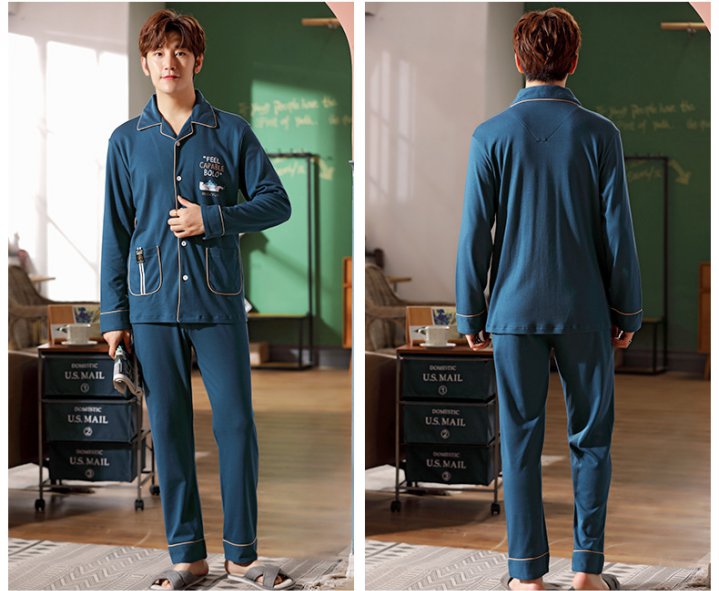 Pure cotton pajamas wears outside cardigan 2pcs set for men