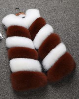 Long mixed colors coat fox fur waistcoat for women
