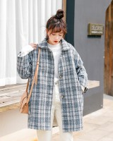 Woolen plaid winter overcoat thick loose woolen coat