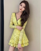 Autumn and winter nightclub overalls low-cut dress for women