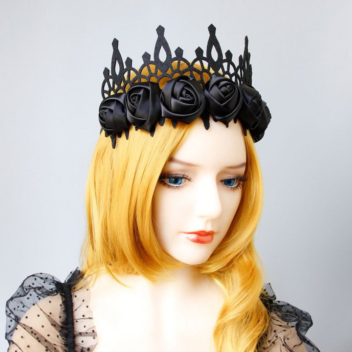Black imperial crown halloween queen accessories