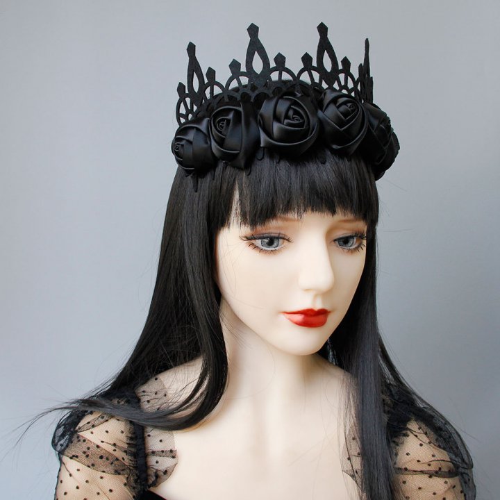 Black imperial crown halloween queen accessories