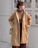 Long thick overcoat hooded woolen coat for women