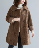 Thermal lapel slim cardigan long lambs wool coat