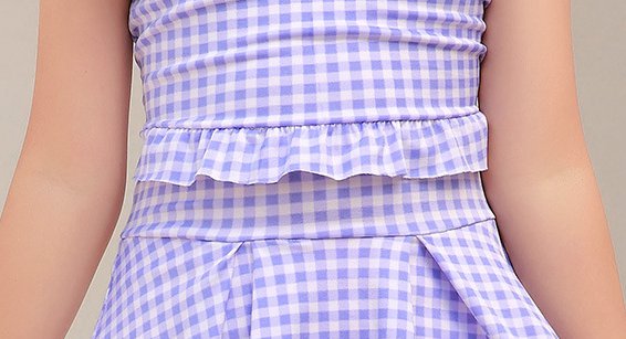 Child refreshing cozy swimwear conjoined plaid girl boxers