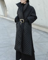Slit coat long cotton coat for women