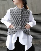 Jacquard stereoscopic waistcoat polka dot coat for women