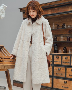 Long Korean style fur coat complex coat for women