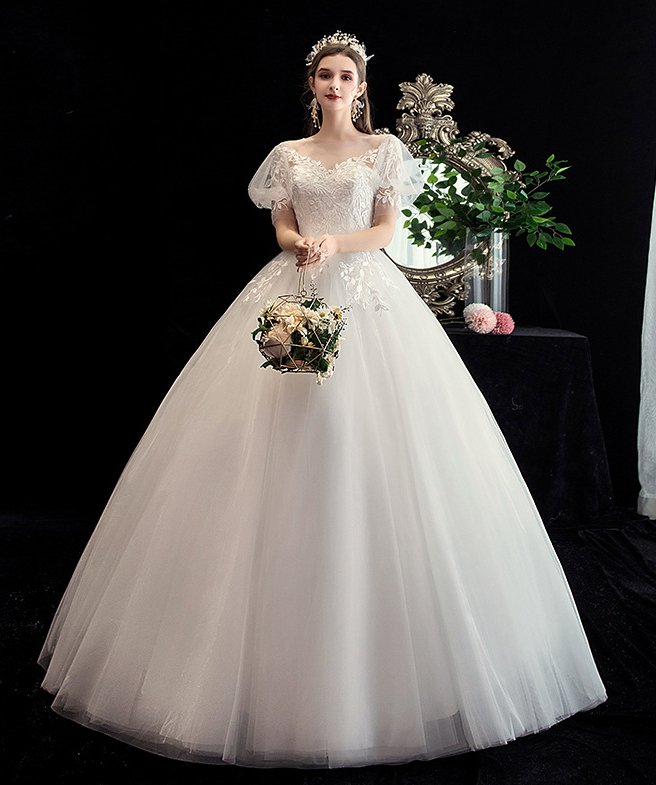 Lace bride formal dress Korean style slim wedding dress
