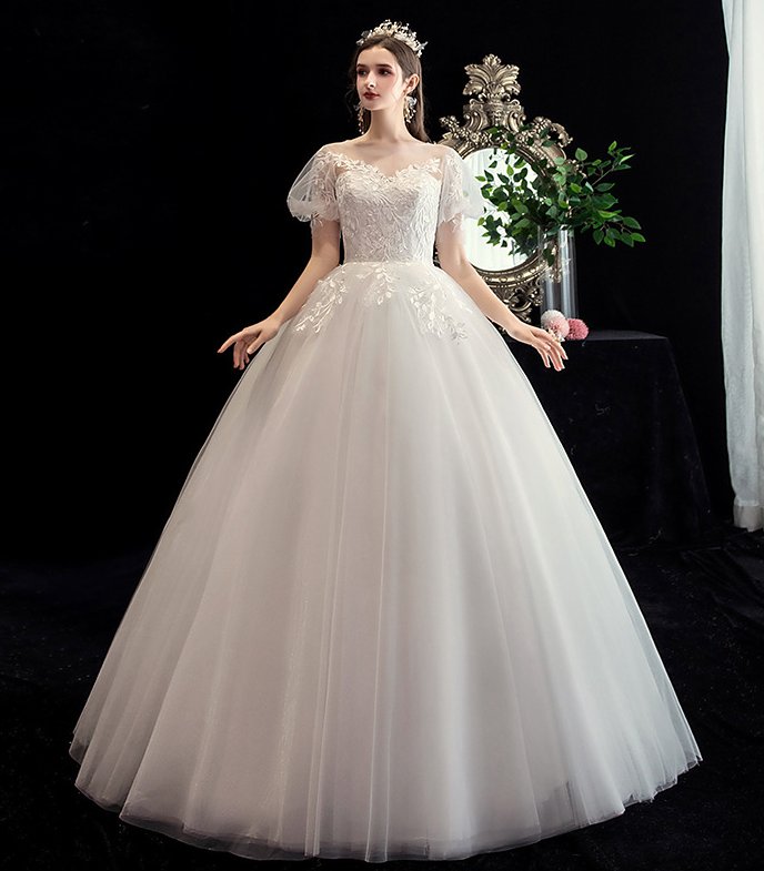 Lace bride formal dress Korean style slim wedding dress