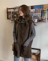 Retro lambs wool Korean style coat all-match slim waistcoat