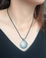 Leather cord college clavicle retro couples necklace