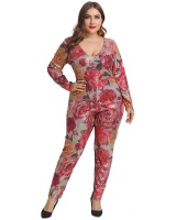 Sequins round neck large yard tight jumpsuit for women