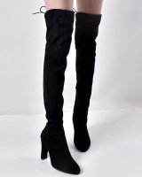 Thick side zipper European style thigh boots for women