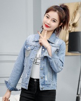 Short Korean style slim denim holes coat for women