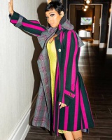 Stripe woolen coat European style overcoat