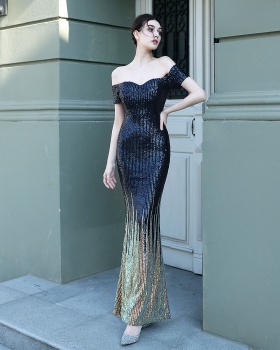 Long etiquette preside sequins mermaid formal dress