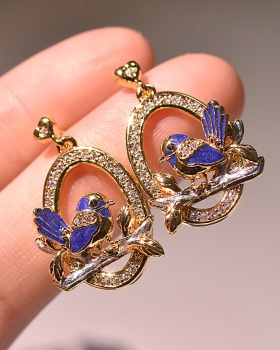 Creative ear-drop rhinestone stud earrings for women