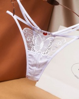 Low-waist transparent T-back embroidery briefs for women