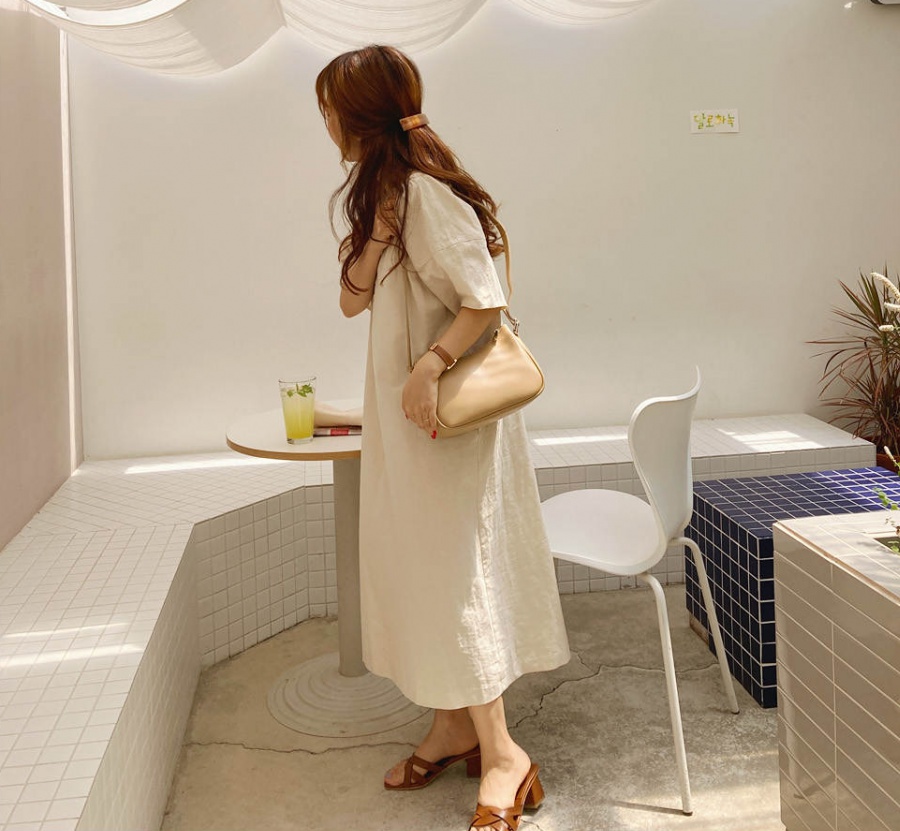 Plain Korean style loose minimalist dress AD12325 - Yaaku.com
