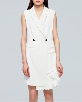 Fashion spring and summer waistcoat flax asymmetry dress