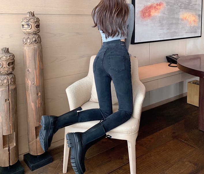Tight Korean style high waist slim jeans for women AD16105