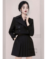 Western style short skirt coat 2pcs set for women