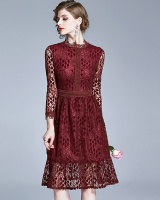 Hollow European style long slim lace temperament dress