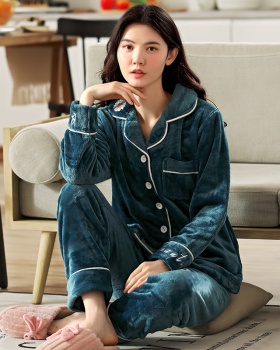 Flannel loose pajamas wears outside homewear cardigan a set