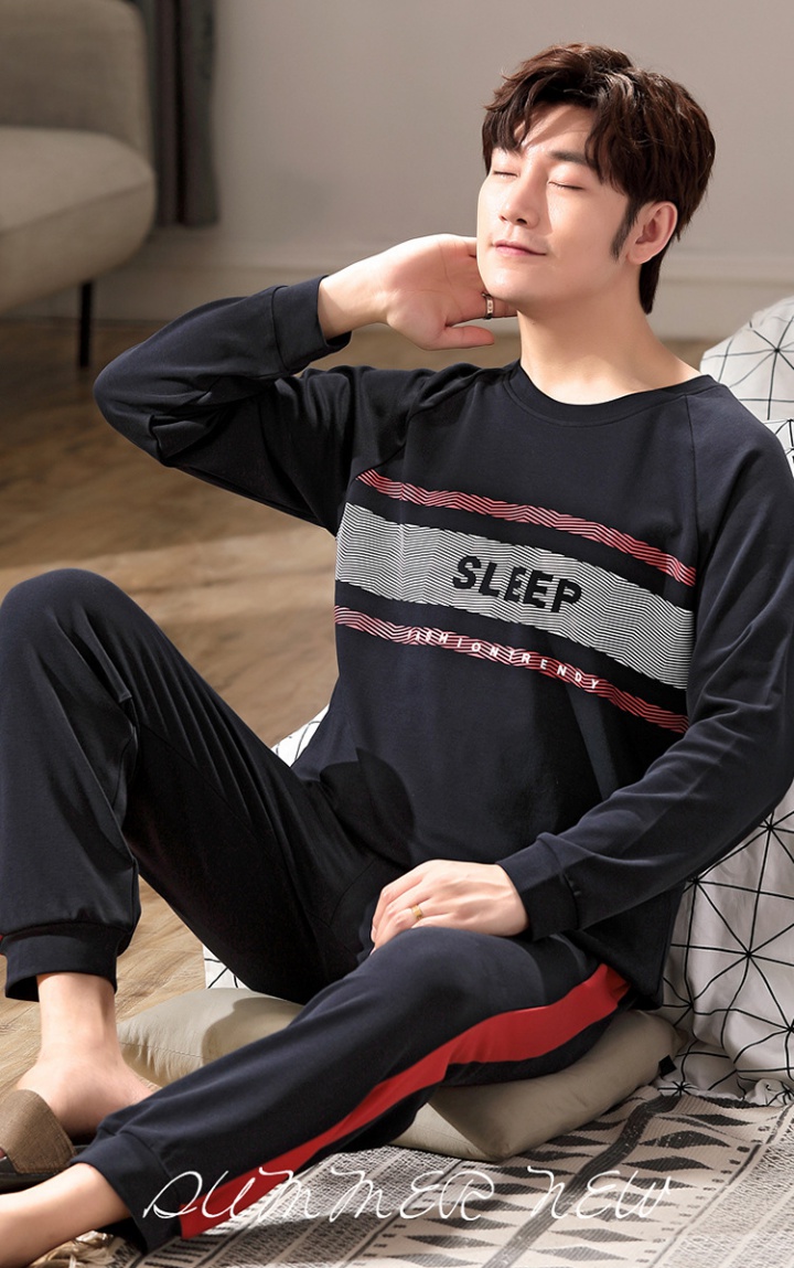 Pullover round neck homewear pajamas 2pcs set for men