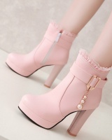 Pearls chain spring and autumn high-heeled low cylinder boots