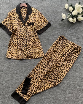 Lapel thin pajamas homewear sexy long pants a set for women
