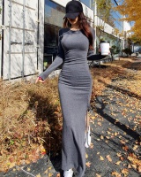 Hip long dress long sleeve dress for women