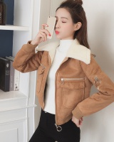 Lambs wool plus velvet lapel coat short Korean style jacket